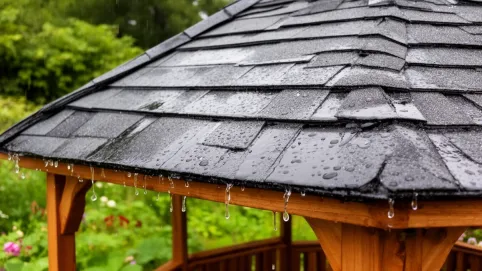 montaż gontu bitumicznego na altanie